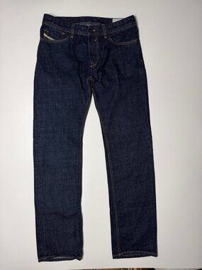 Diesel Mens Jeans Regular Straight 30x32 Dark Blue Indigo Raw Denim 0807R Waykee